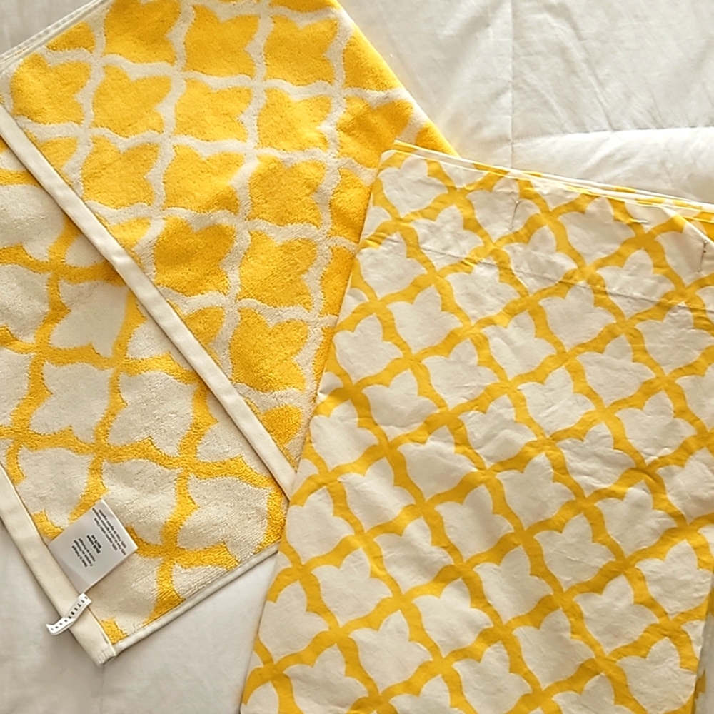 Pottery barn shower curtain and towel